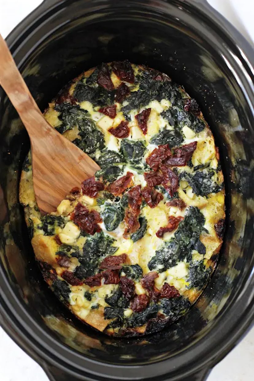 slow cooker spinach feta egg casserole make-ahead mother's day breakfast