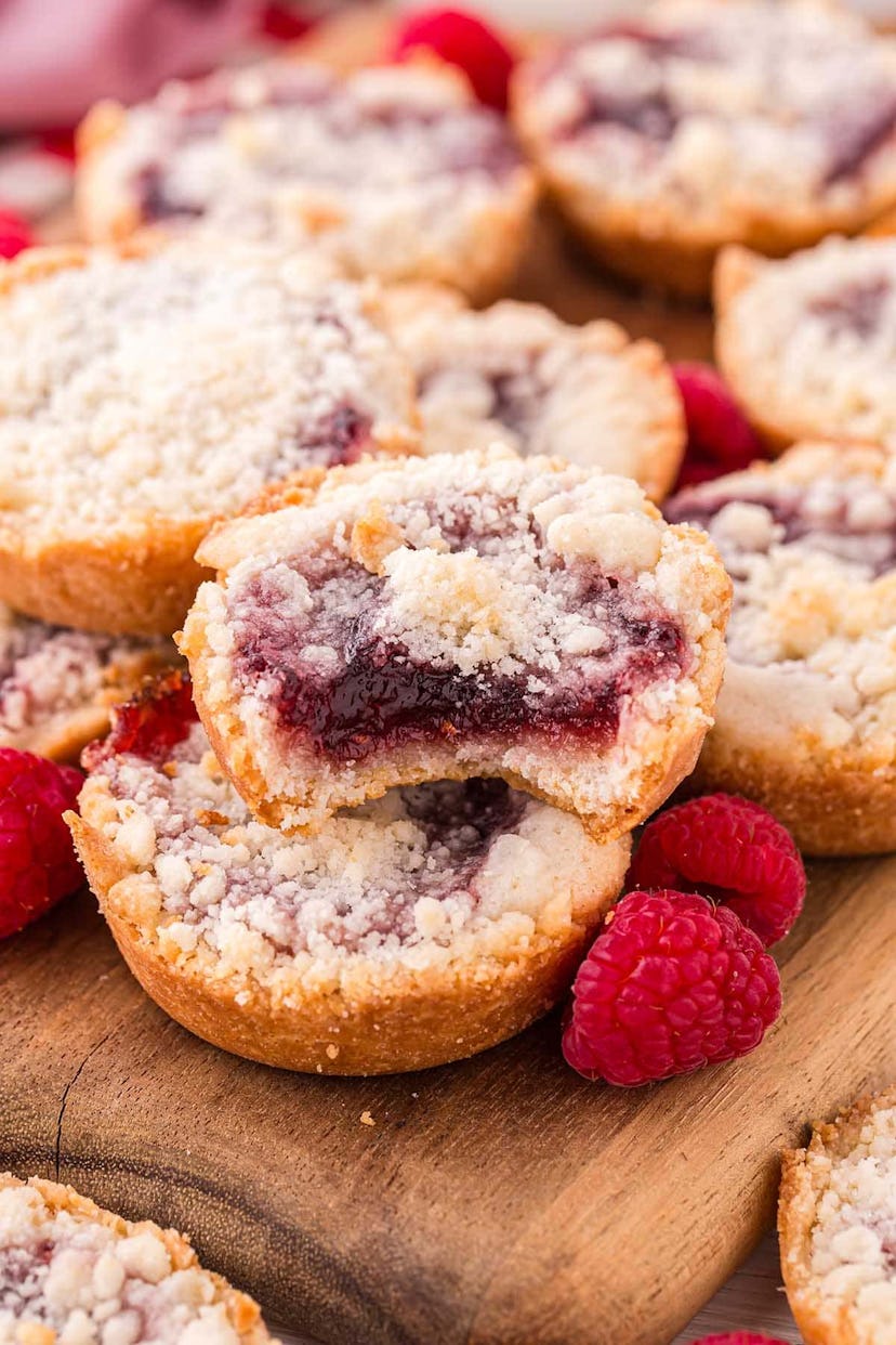 Raspberry crumble cookies, a delicious make-ahead dessert for Mother's Day.