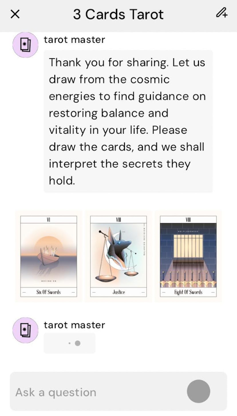 The SINE Daily Manifest from Amy Tripp allows you answer questions and get answers using tarot cards...