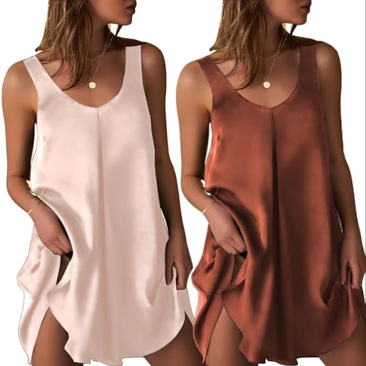 Ekouaer Satin Nightgowns (Set of 2)