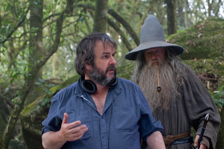 Peter Jackson and Ian McKellen on the set of The Hobbit: An Unexpected Journey