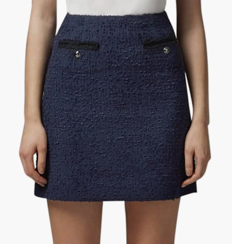 blue navy tweed mini skirt