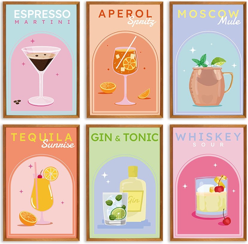 Throwback Traits Trendy Cocktail Wall Art Set of 6