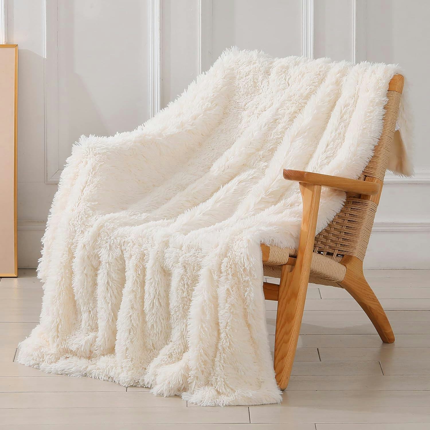 Fuzzy Faux Fur Throw Blanket