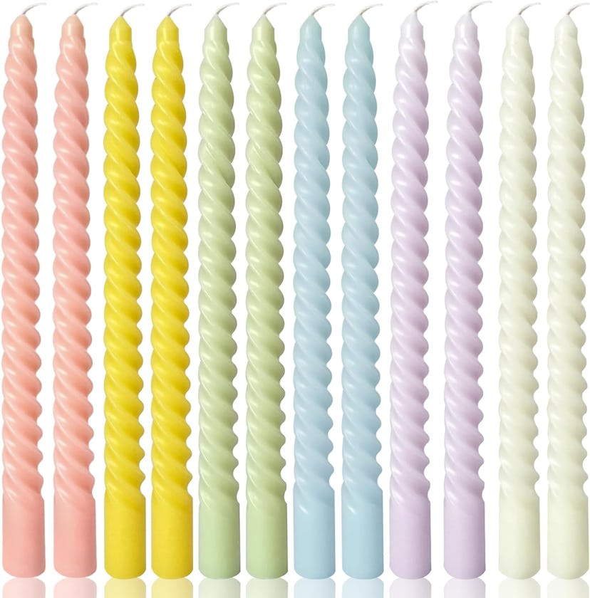Candy-Colored Spiral Taper Candles