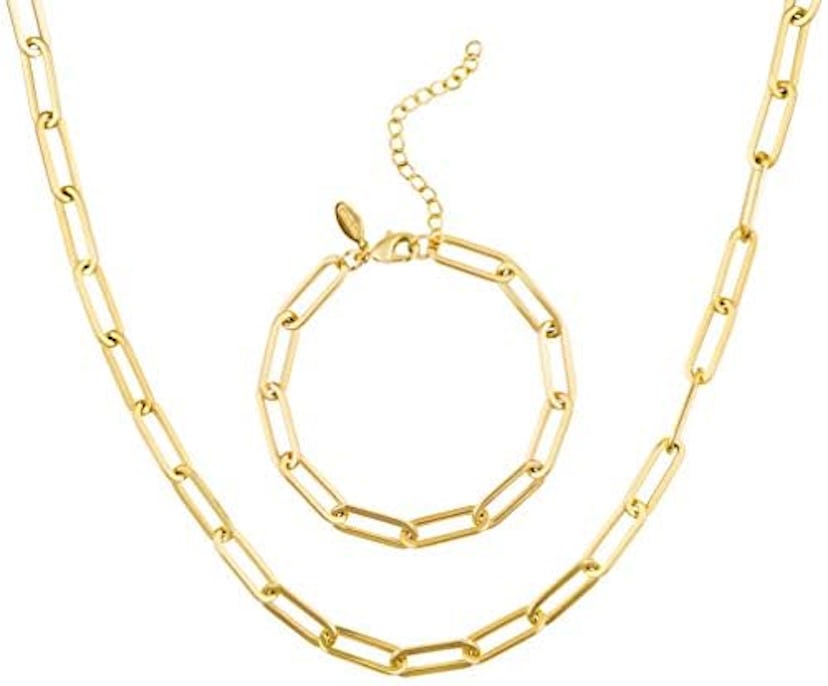 Benevolence LA Paperclip Chain Necklace And Bracelet Set