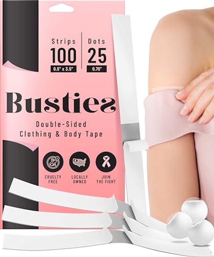 Busties Fabric Tape for Clothes (100 Strips & 25 Dots)