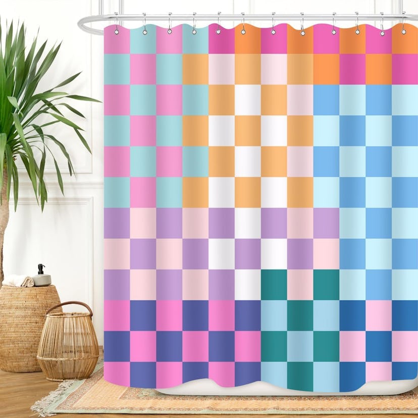 Retro Checkered Shower Curtain