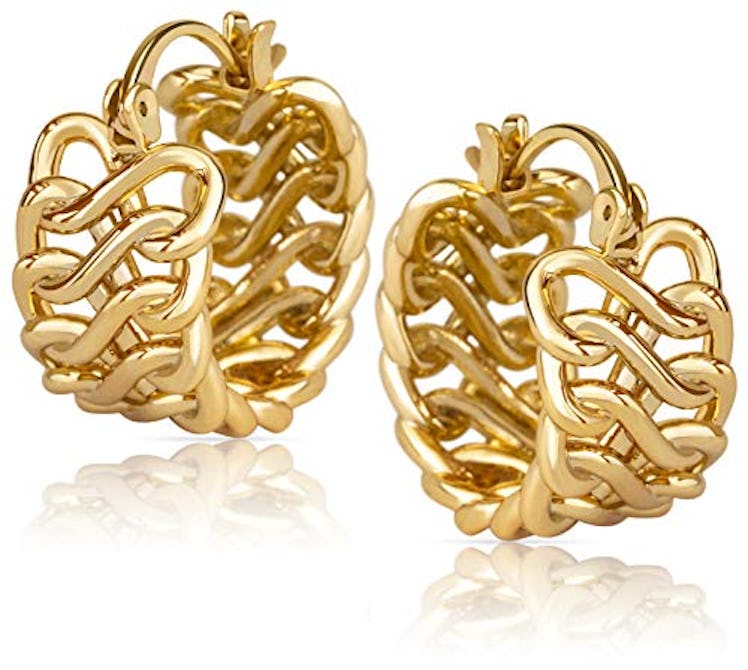 Benevolence LA 14-Karat Gold Braided Huggie Hoop Earrings