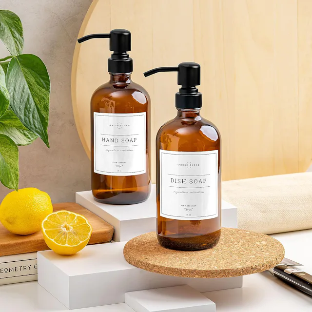 Amber Glass Soap Dispenser