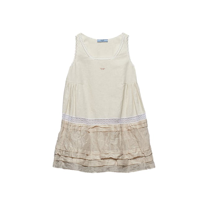 Antique-Skirt Linen Mini Dress