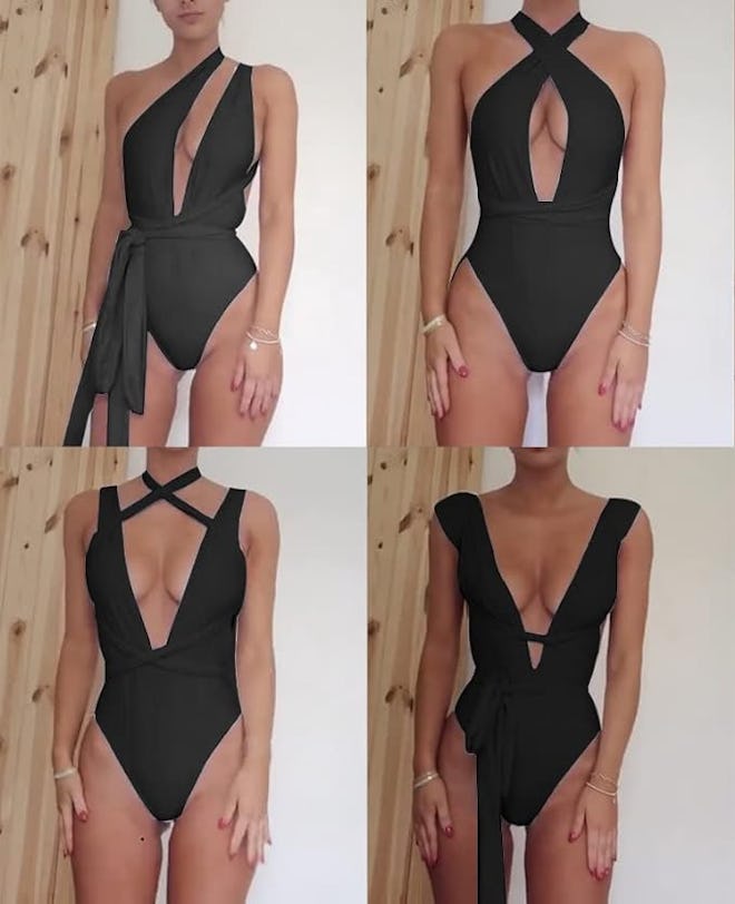 Lilosy Plunge Tie One-Piece Swimsuit