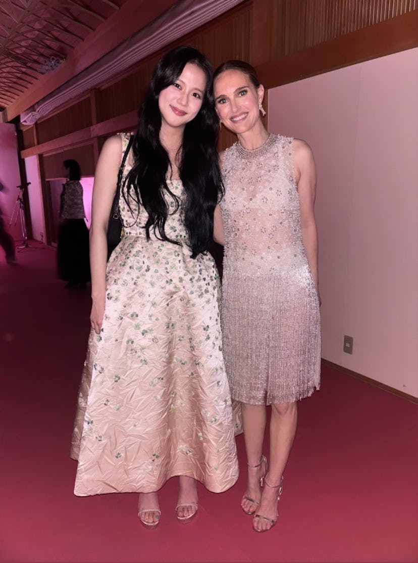 Natalie Portman and Jisoo at the Miss Dior event.