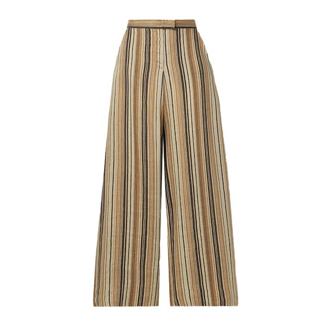 Striped Linen-Blend Wide-Leg Pants