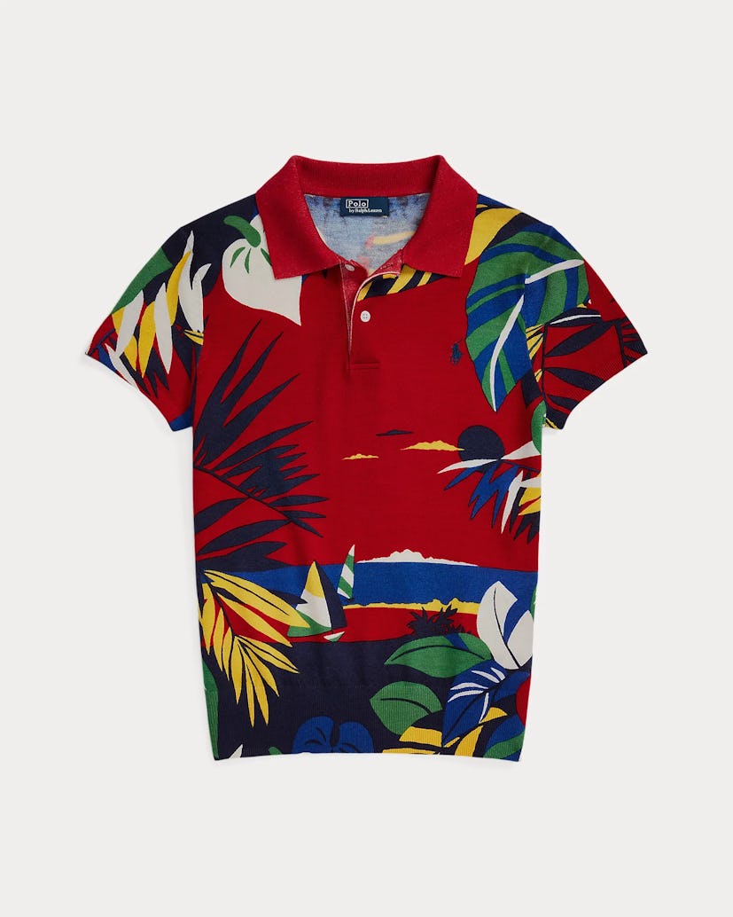 Knit Wool Graphic Polo Shirt