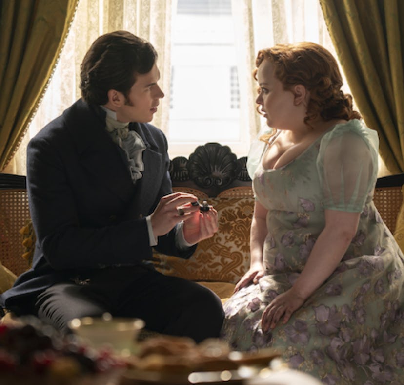 Nicola Coughlan and Luke Newton in 'Bridgerton' Season 3