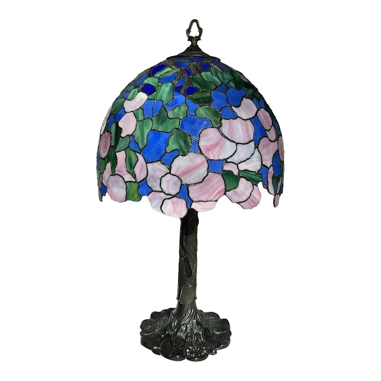Tiffany Studios Style Stained Glass Lamp Hydrangea Floral