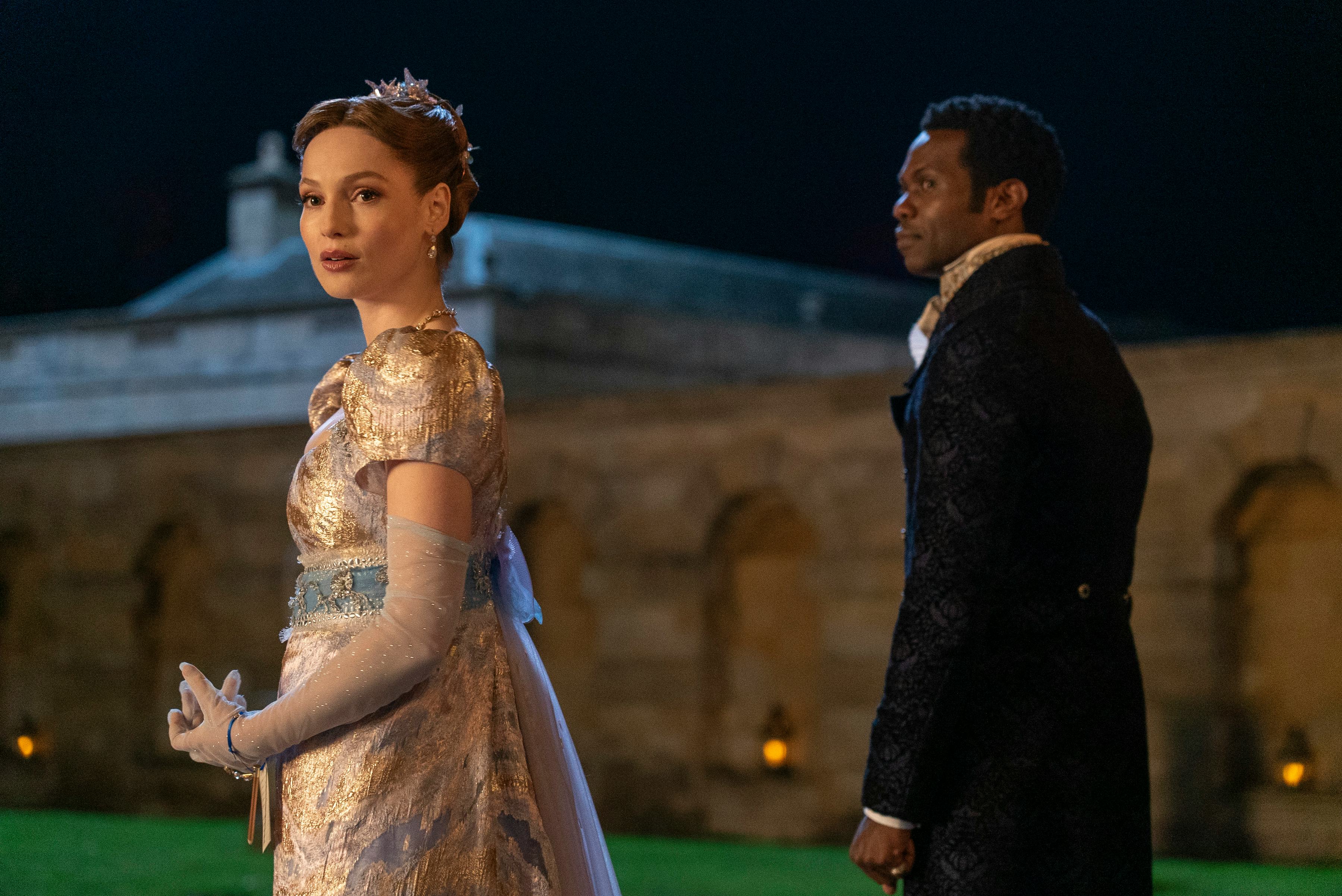 Hannah Dodd as Francesca Bridgerton and Victor Alli as John Stirling