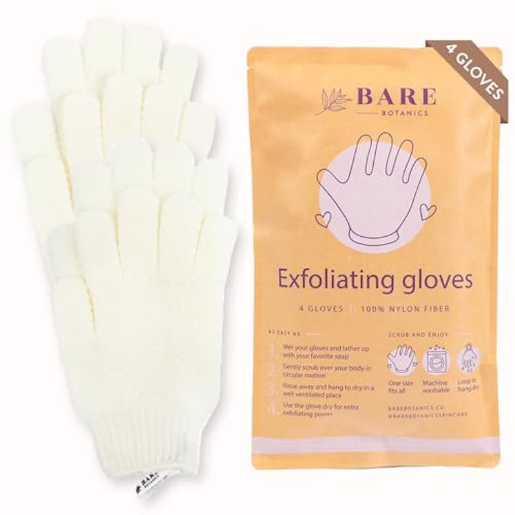 Bare Botanics Exfoliating Gloves for Shower (4-Pack)