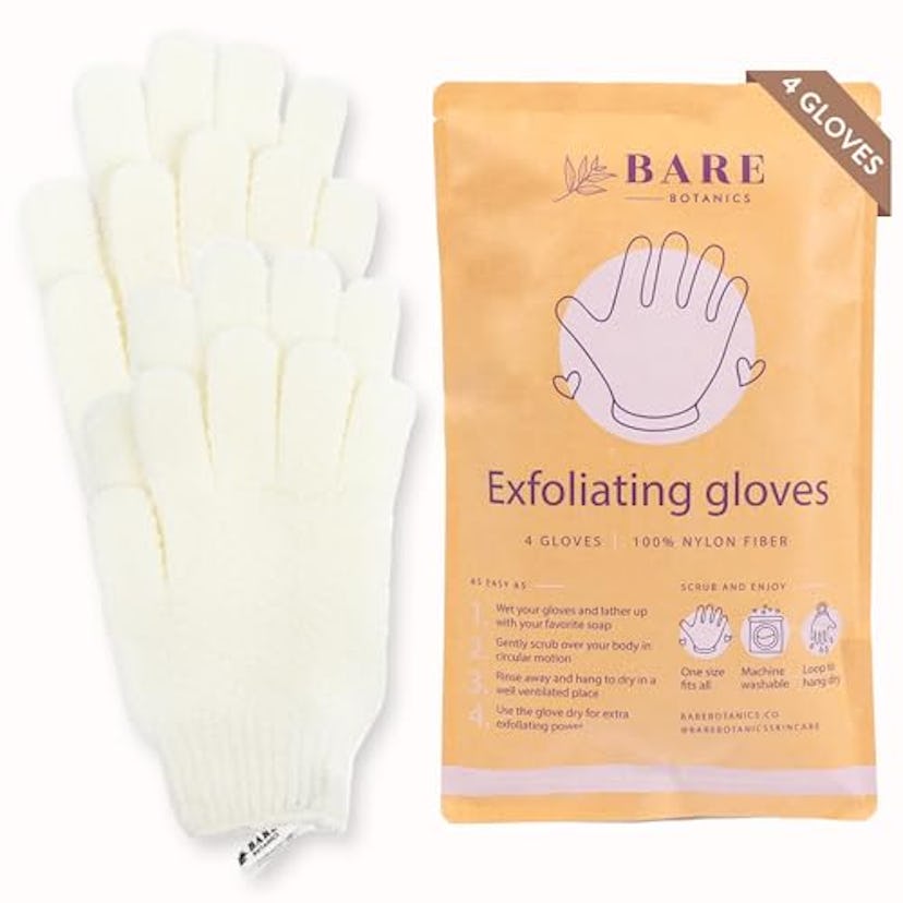 Bare Botanics White Exfoliating Gloves (4-Pack)