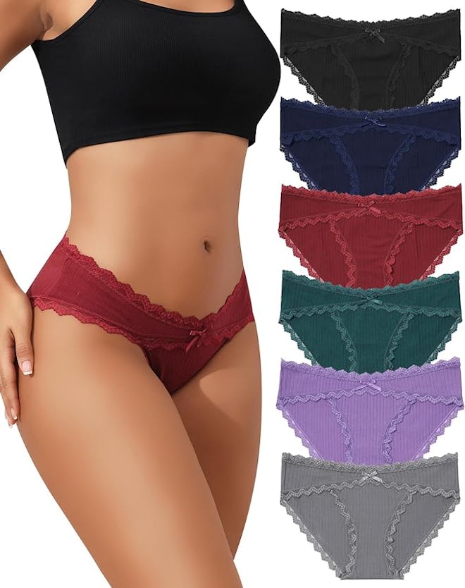 LEVAO Cotton Cheeky Bikini Panties (6-Pack)