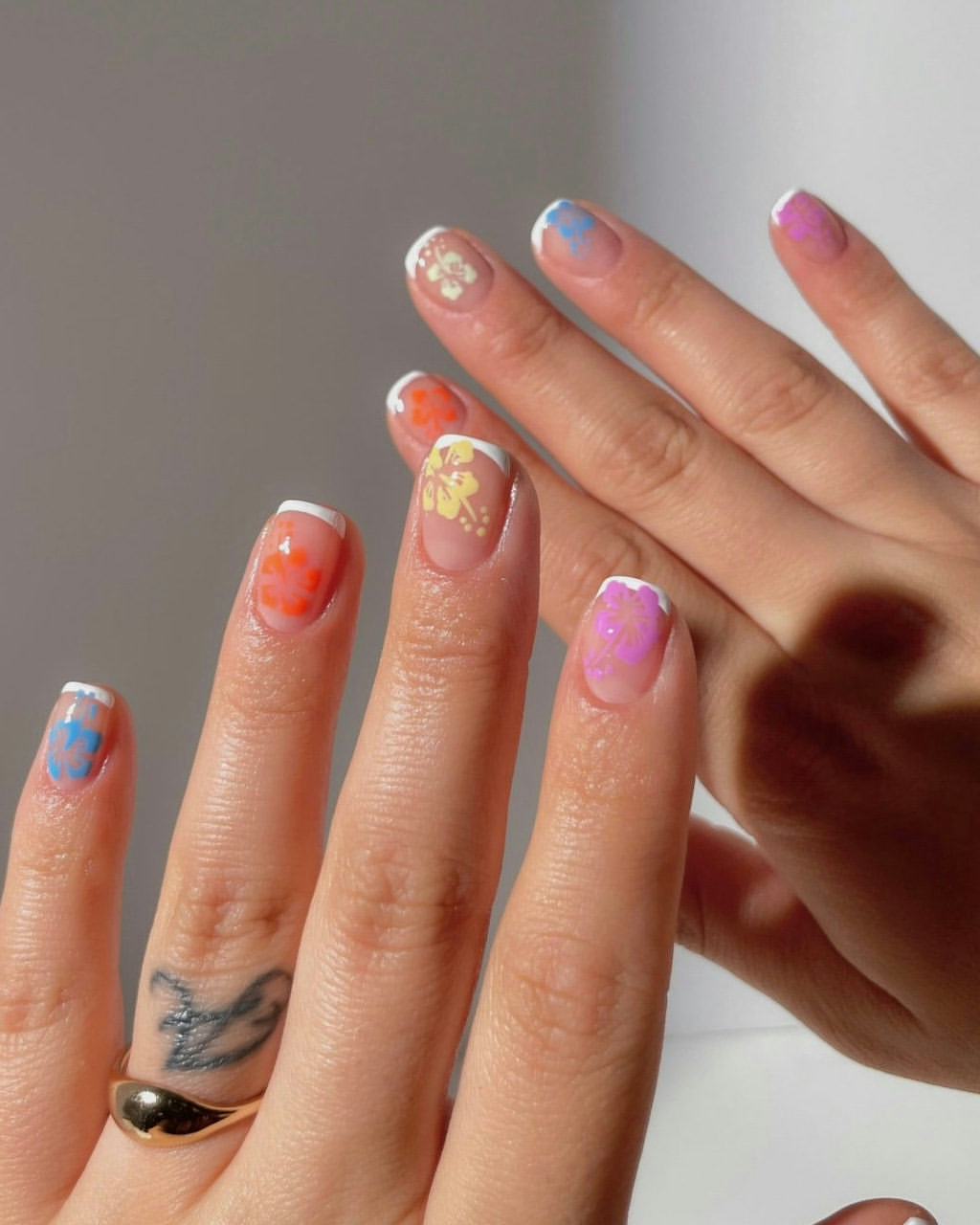Short French Tropical Nails
