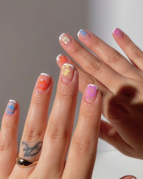 Short French Tropical Nails