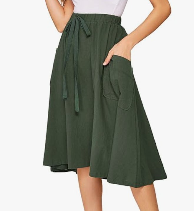 SweatyRocks Pleated A-Line Midi Skirt