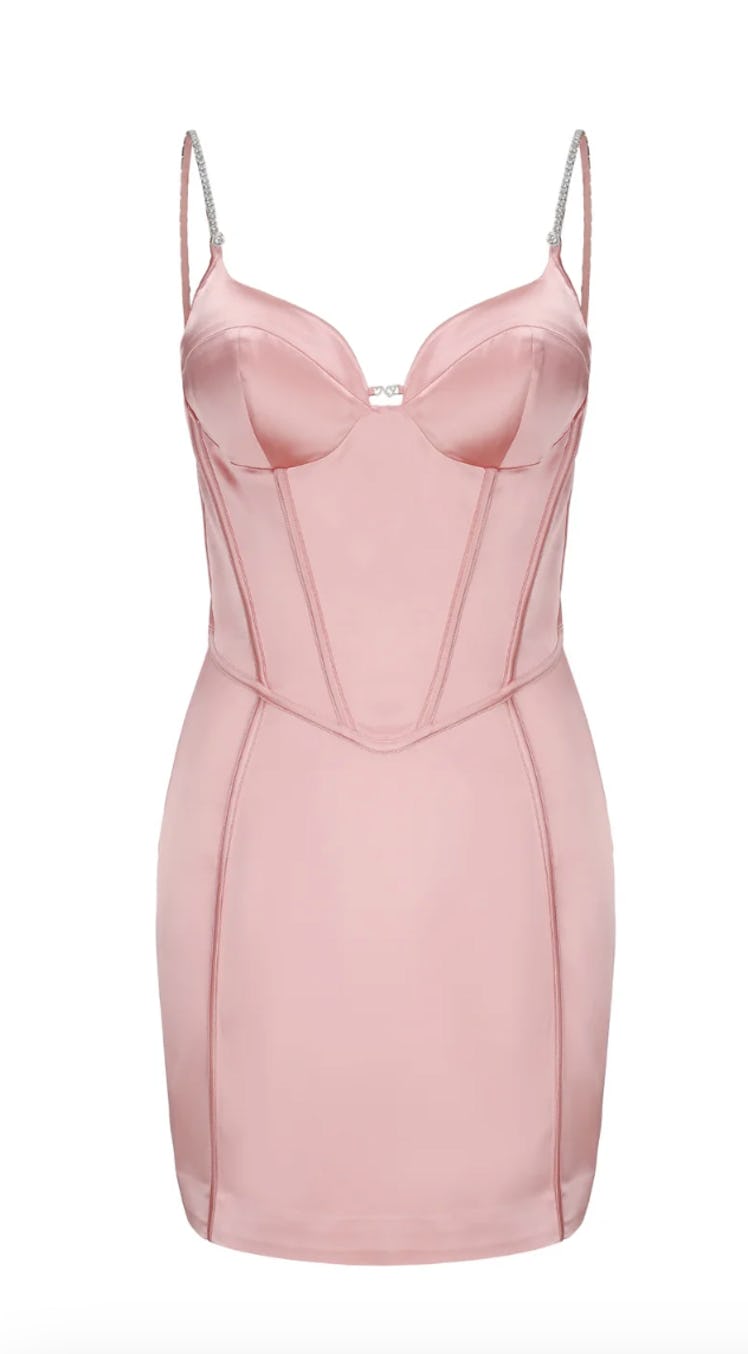 pale pink corset slip dress