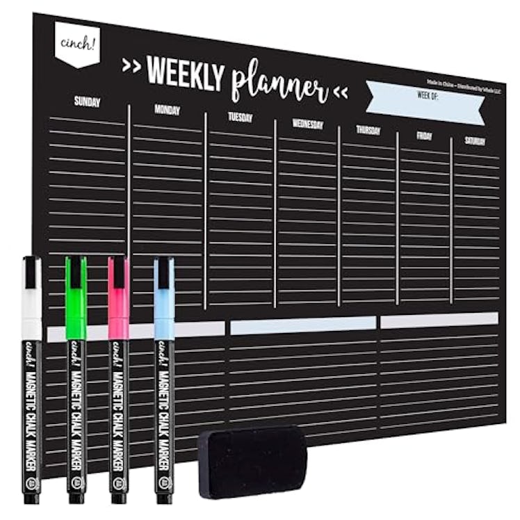 Cinch Magnetic Dry Erase Weekly Calendar Blackboard for Fridge 