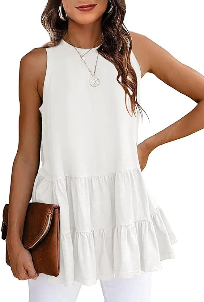 HAEOF Flowy Peplum Loose Fit Tunic Tank