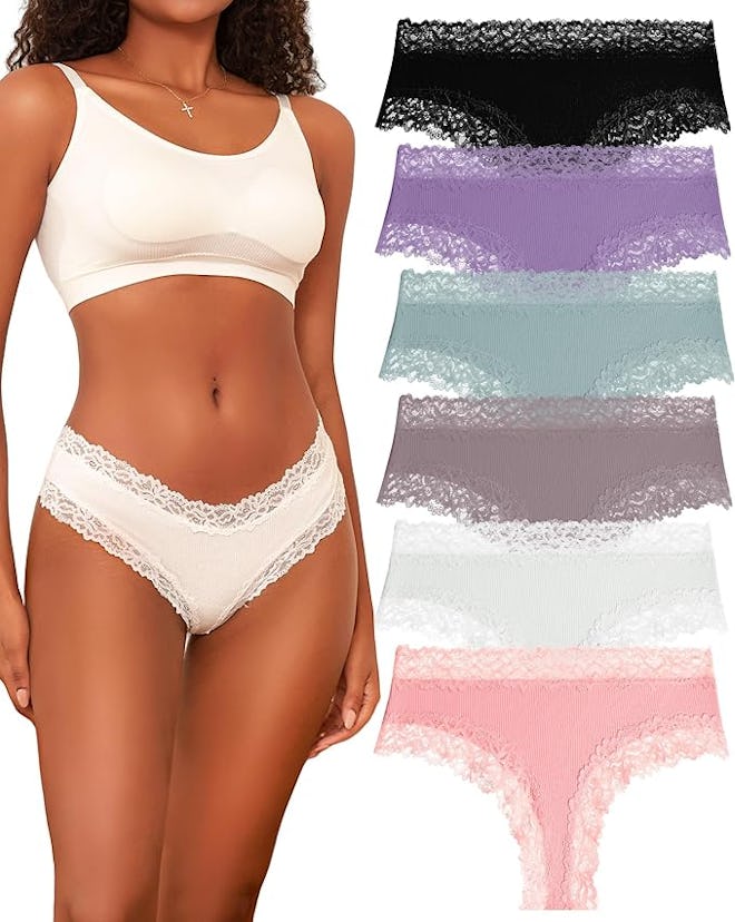 FINETOO Cotton Brazilian Bikinis (6-Pack)