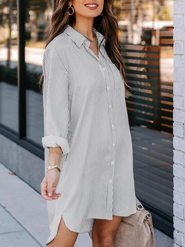 Aoudery Button Down Shirt Dress