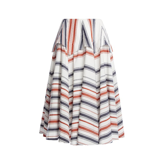 Drop-Waist Cotton-Linen Midi Skirt