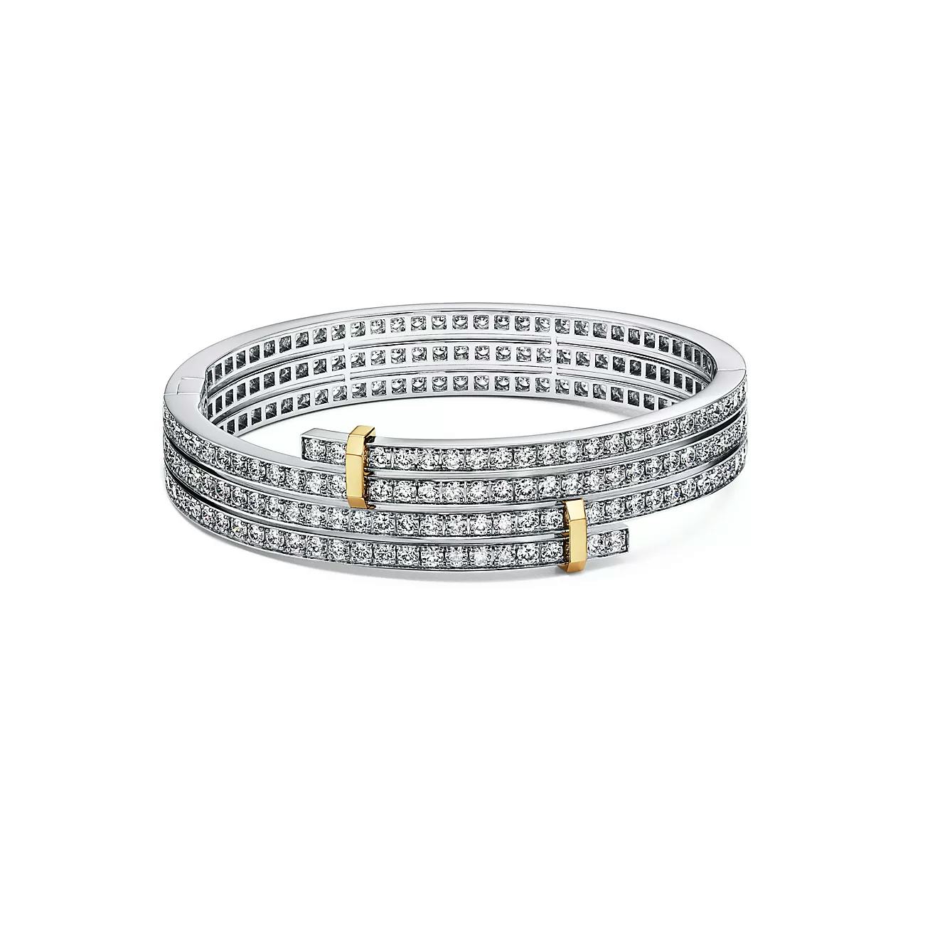 Edge Multi-Row By Pass Bracelet in Platinum and Yellow Gold with Diamond