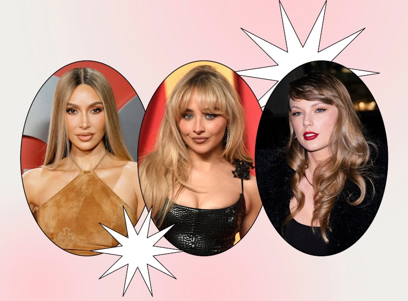 Three overlapping circular portraits of women against a pink background, stylized with a comic book ...