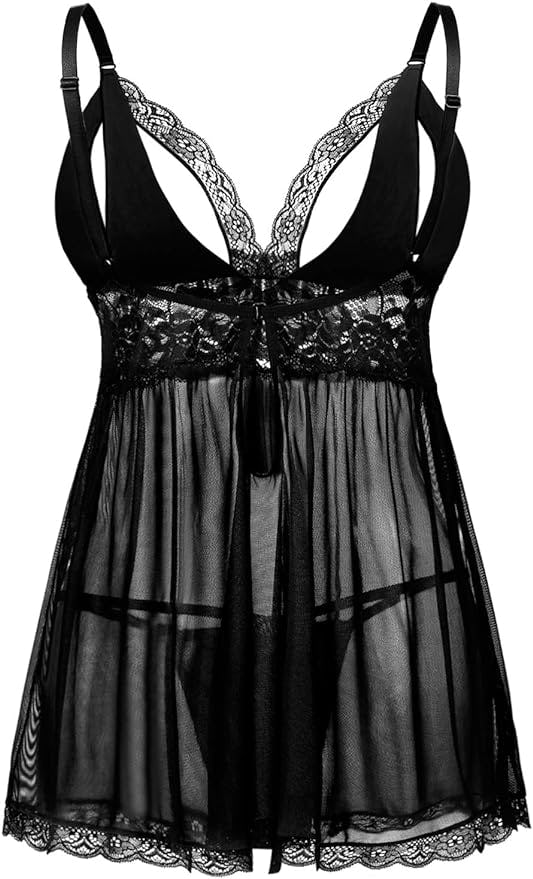 Donnalla Split Cup Lace Babydoll Chemise (2 Pieces)