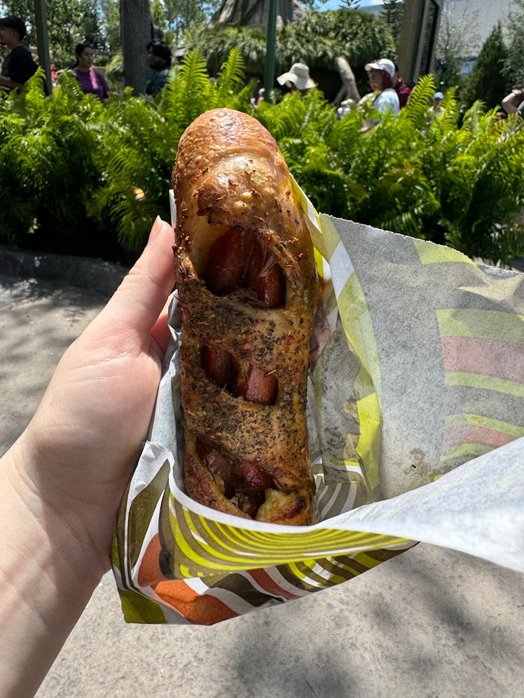 I tried the Swamp Dog from Swamp Snacks at the 'Shrek' land at Universal Studios Orlando. 