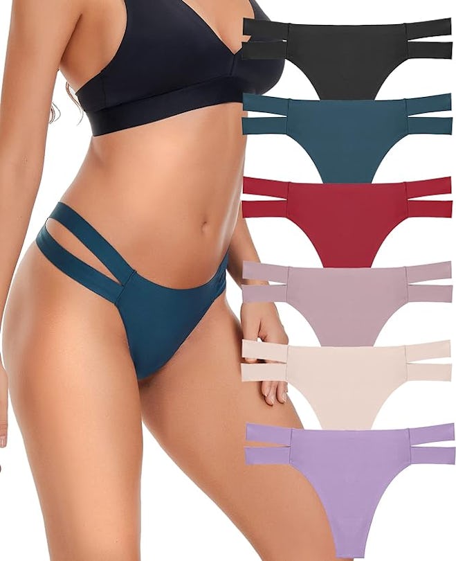 Knowyou Seamless Strappy Thongs (6-Pack)