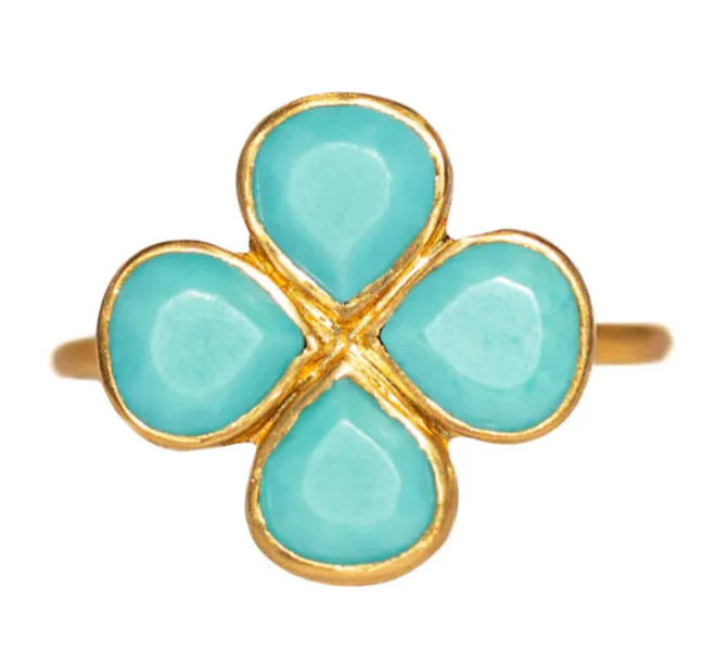 Turquoise Clover Ring