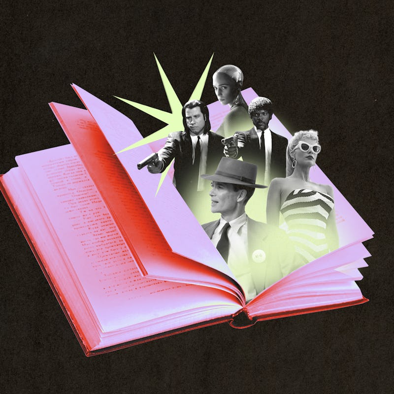 Collage of diverse historical figures emerging from an open book, set against a black background.