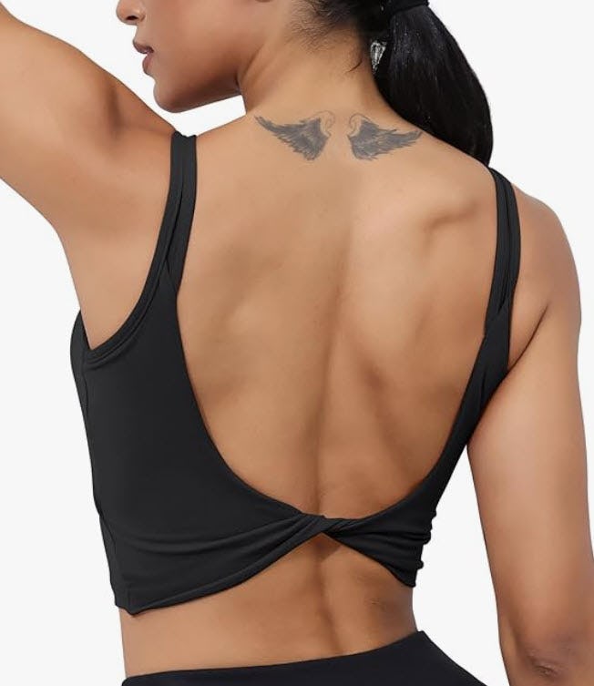 LUYAA Low-Back Crop Twist Workout Bra