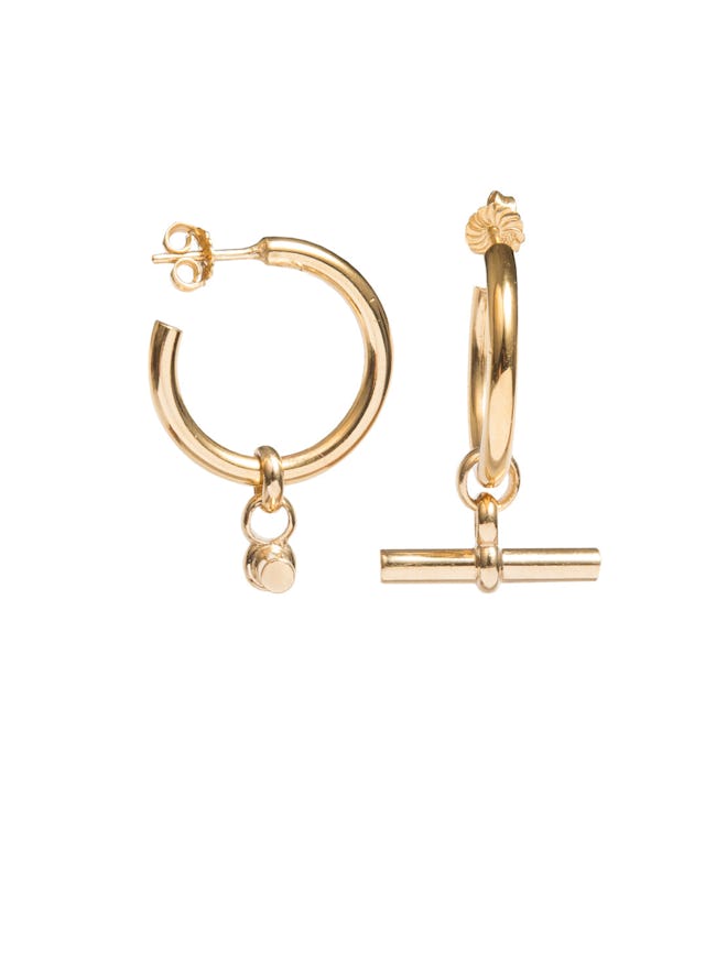 Large Gold T-Bar Earrings