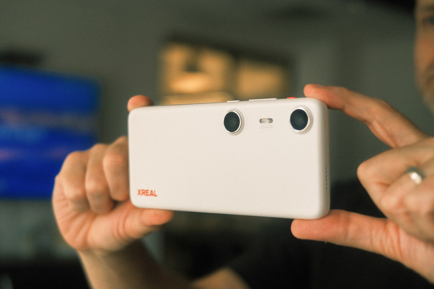 The Xreal Beam Pro has dual 50-megapixel cameras for capturing 3D videos and photos.