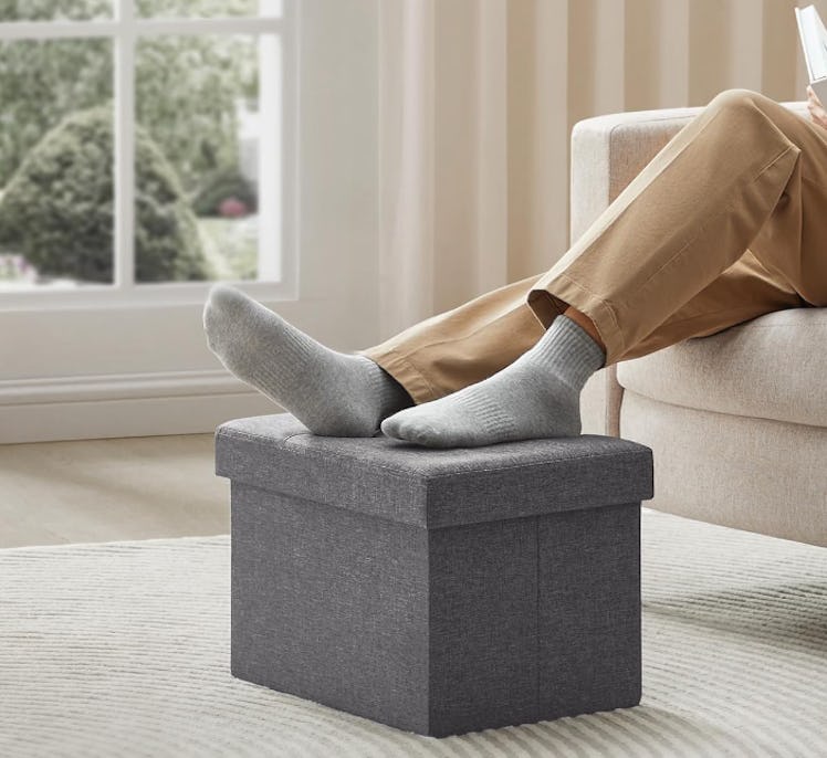 SONGMICS Small Folding Storage Ottoman
