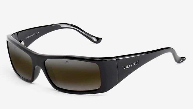 black wraparound sunglasses