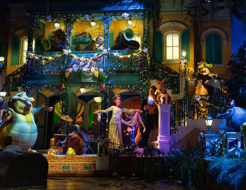 Disney reveals a first look at the vibrant finale scene of Tiana's Bayou Adventure. “Drop on in” wit...