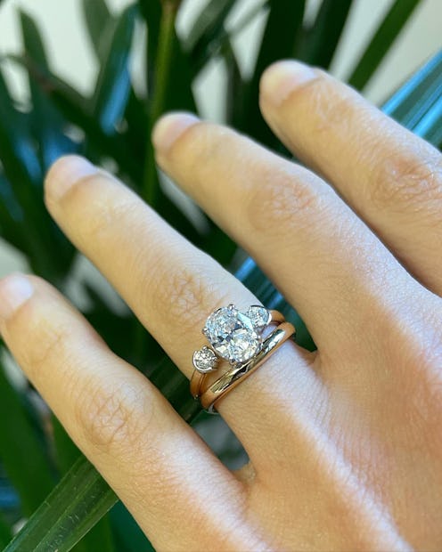 Mixed metal engagement rings