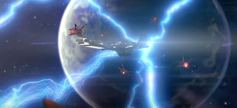 The USS Voyager-A in battle in Season 2 of 'Star Trek: Prodigy.'