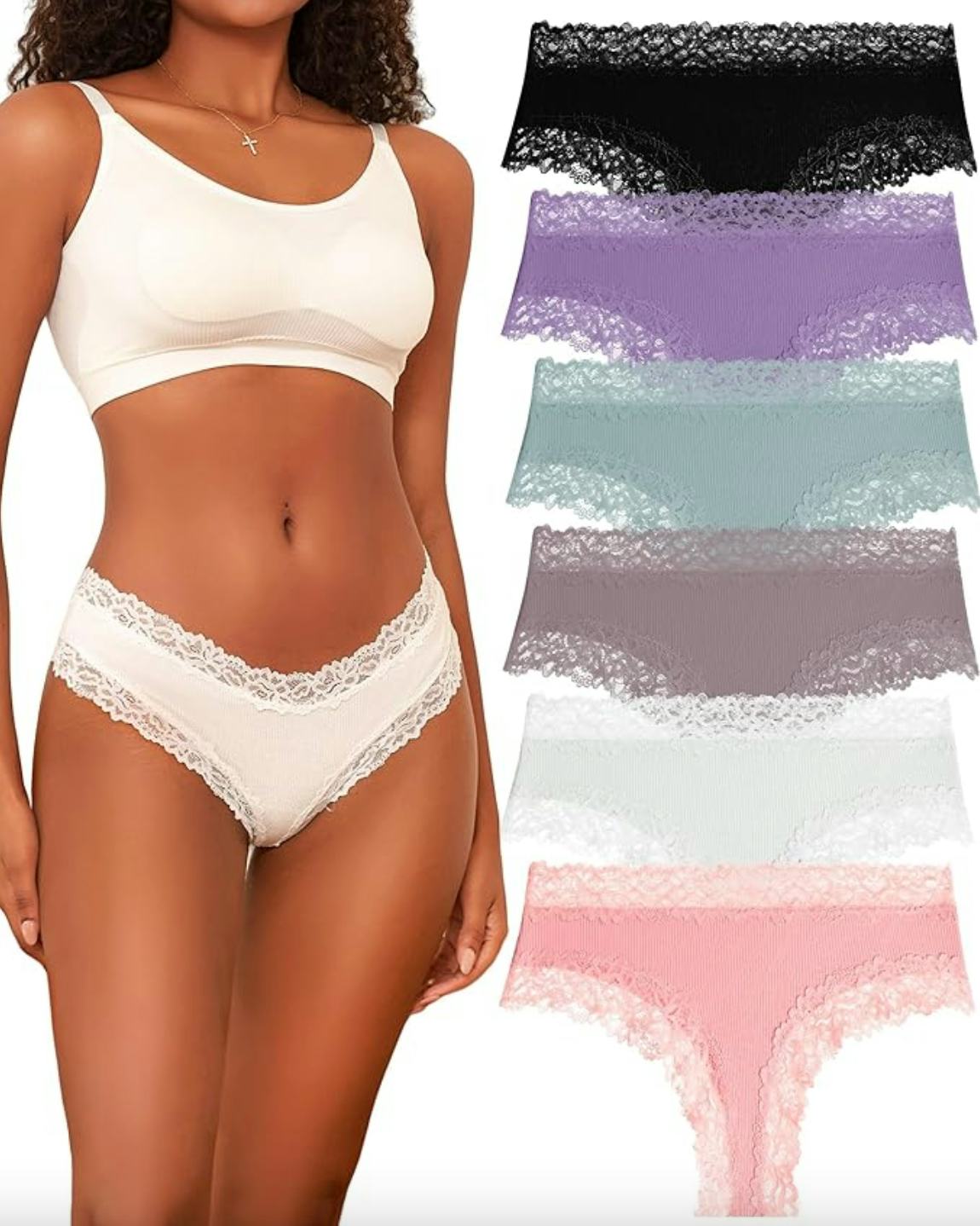 FINETOO Lace Hipster Panties (6-Pack)